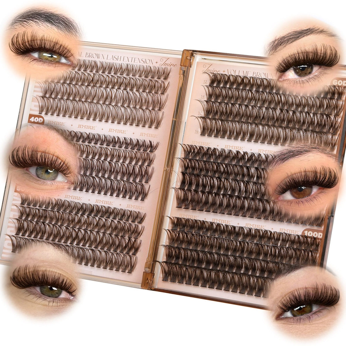 Brown Eyelash Clusters Set - 6 Styles Mixed D Curly Lash Extensions 476 pcs