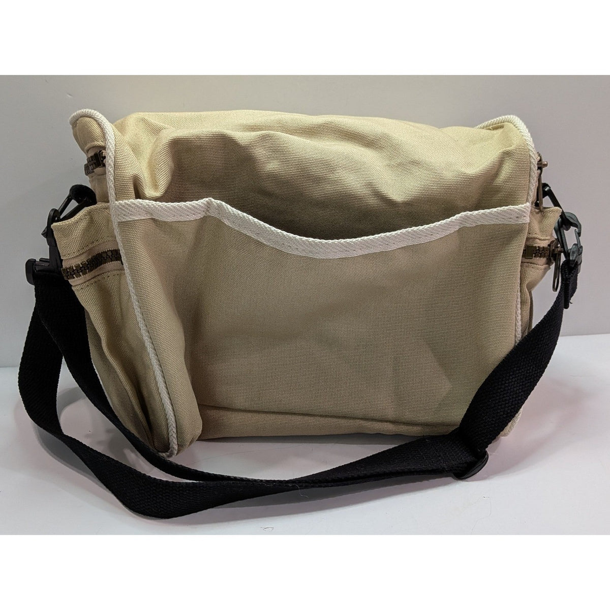 Khaki Canvas Cosmetic Bag Travel Organizer with Multiple Pockets