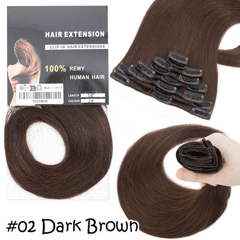Clip-In Human Hair Extensions Full Head Remy Hair - Multiple Colors & Lengths