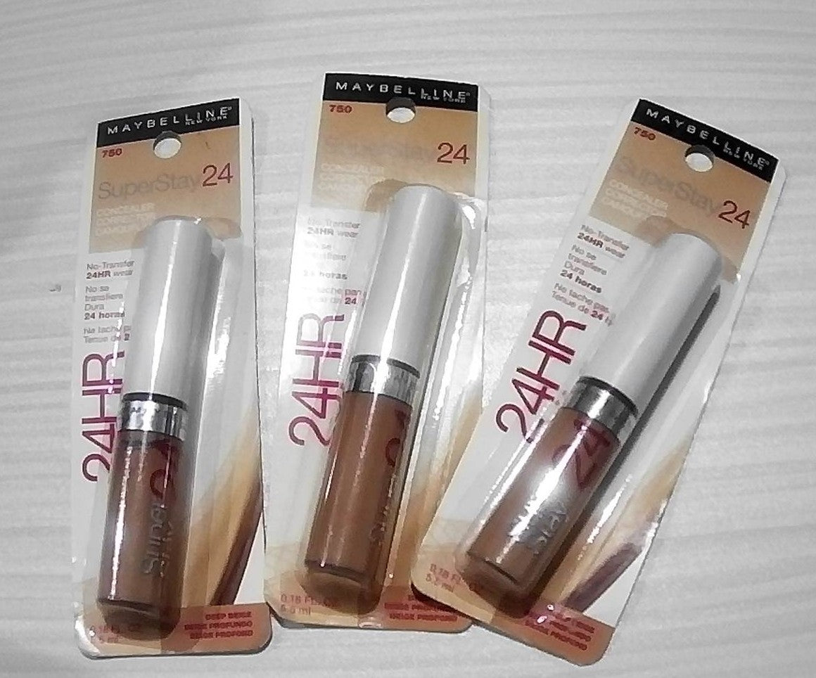 Maybelline Super Stay 24Hr Concealer Deep Beige 750 - 5 Pack, Long-Lasting Coverage