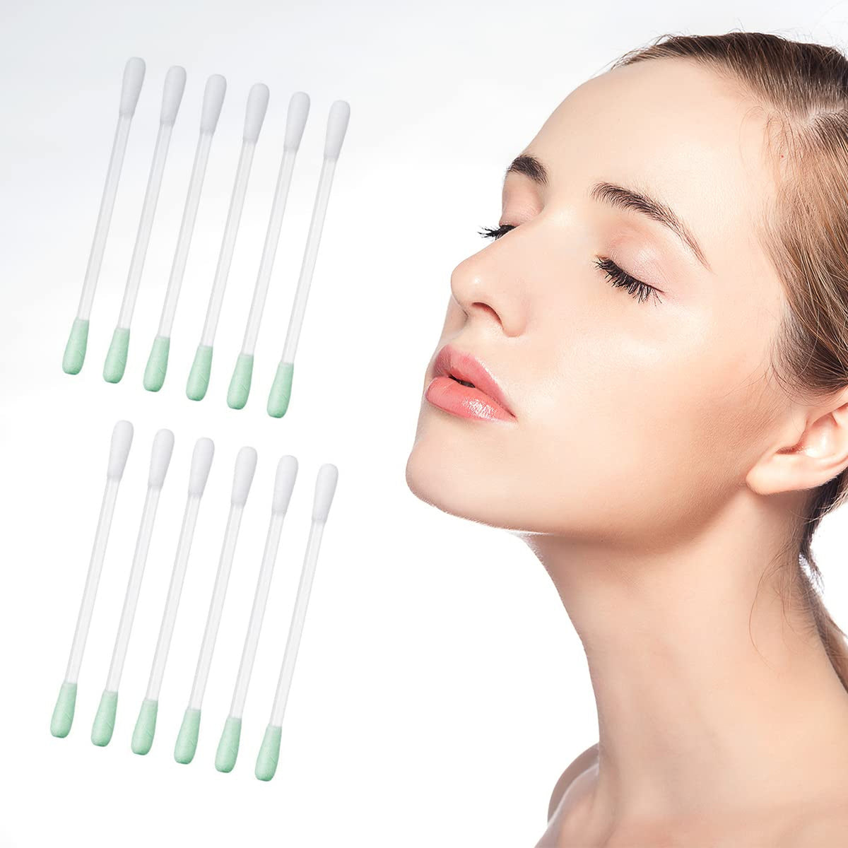 Liquid Filled Cotton Makeup Remover Swabs for Eyes & Lips - 50 Pack