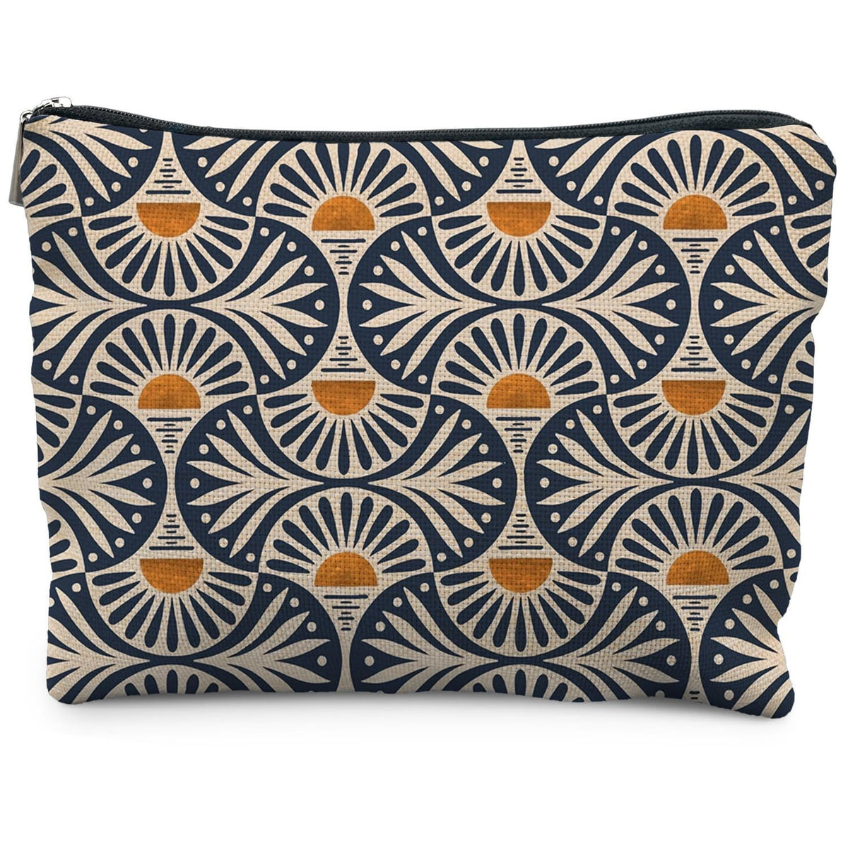 Boho Makeup Bag - Sunset Leaf Canvas Pouch for Women