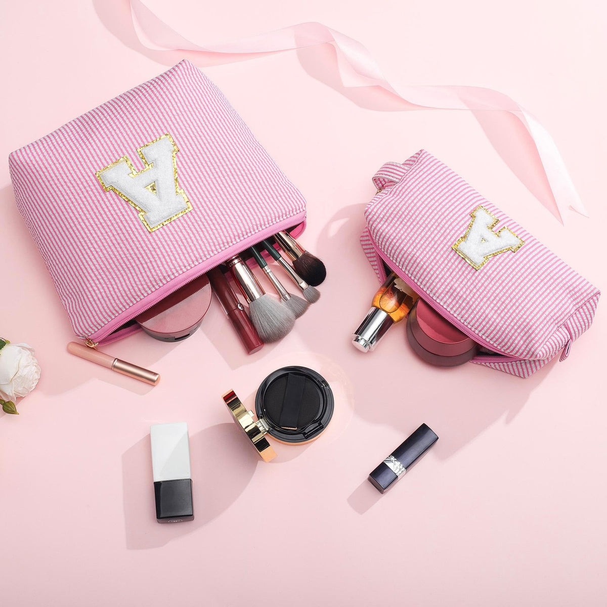 Pink Personalized Makeup Bag for Women and Girls - Gift for Birthday, Teen, Kids