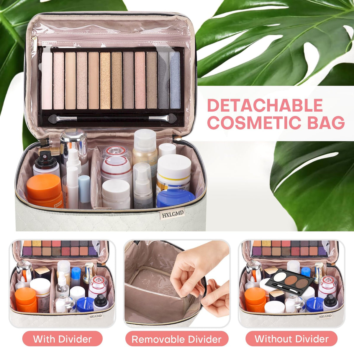 Large Travel Makeup Bag Organizer with Multiple Compartments for Women