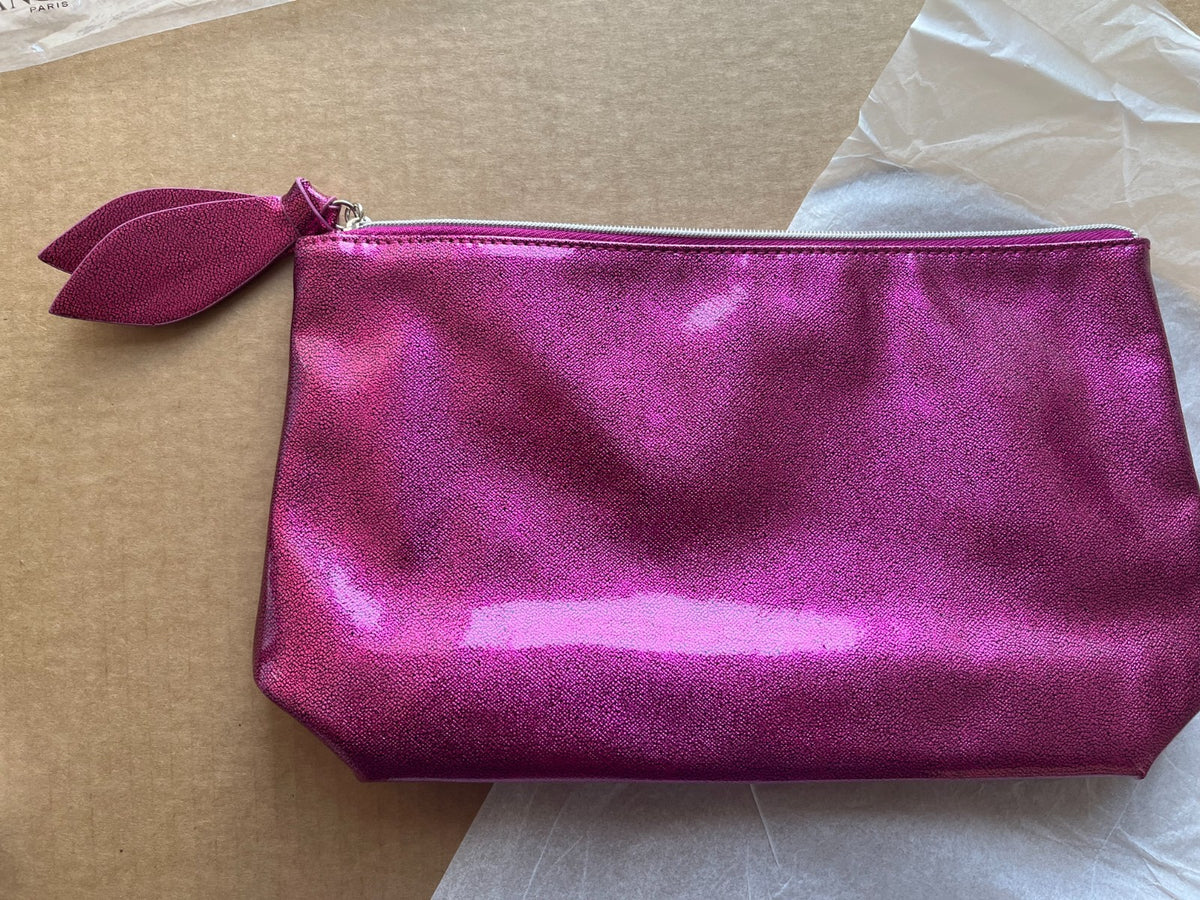 Pink Makeup Toiletry Bag Faux Leather 12x7 Inches - Travel Organizer