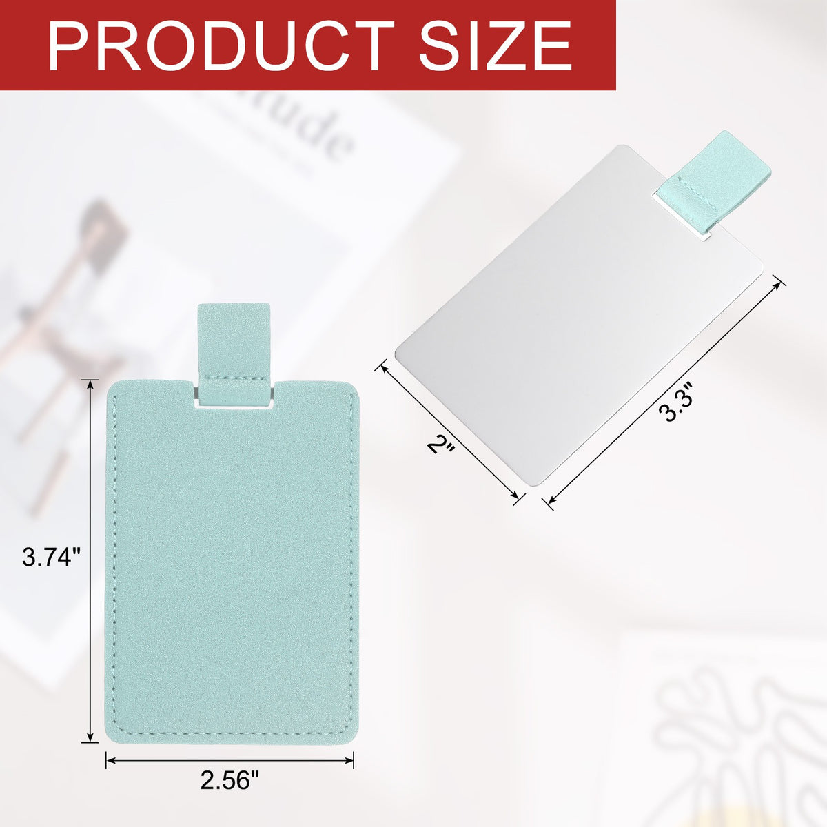 Mini Travel Pocket Mirror Stainless Steel Light Blue Compact Makeup Mirror