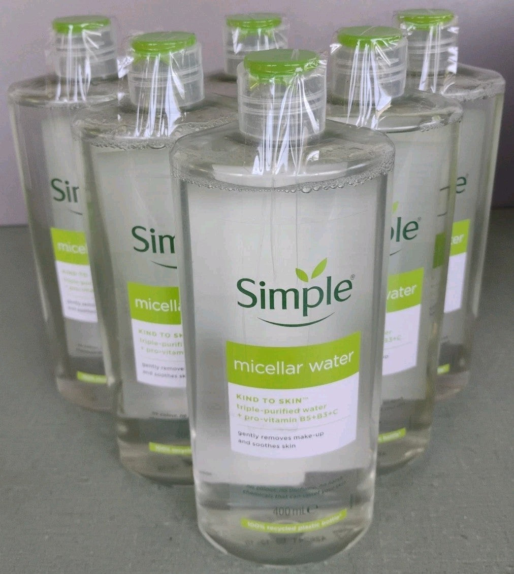 Micellar Cleansing Water 6-Pack - Gentle Facial Cleanser for Sensitive Skin 400ml