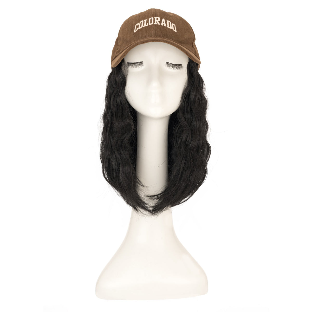 8-Inch Curly Baseball Cap with Synthetic Ponytail Hair Extensions - Natural Look