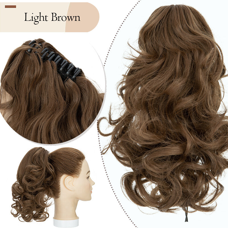 Messy Bun Scrunchie Hair Ponytail Claw Clip Updo Extensions - Thick Ombre Style