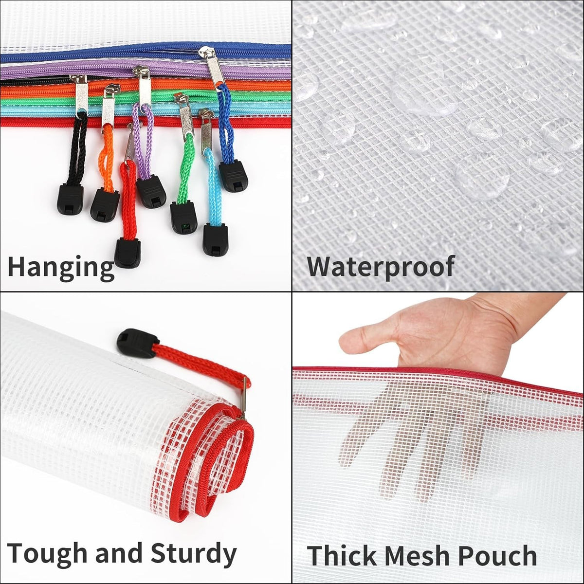 24 Pack Waterproof Zipper Storage Pouches for Documents & Organization