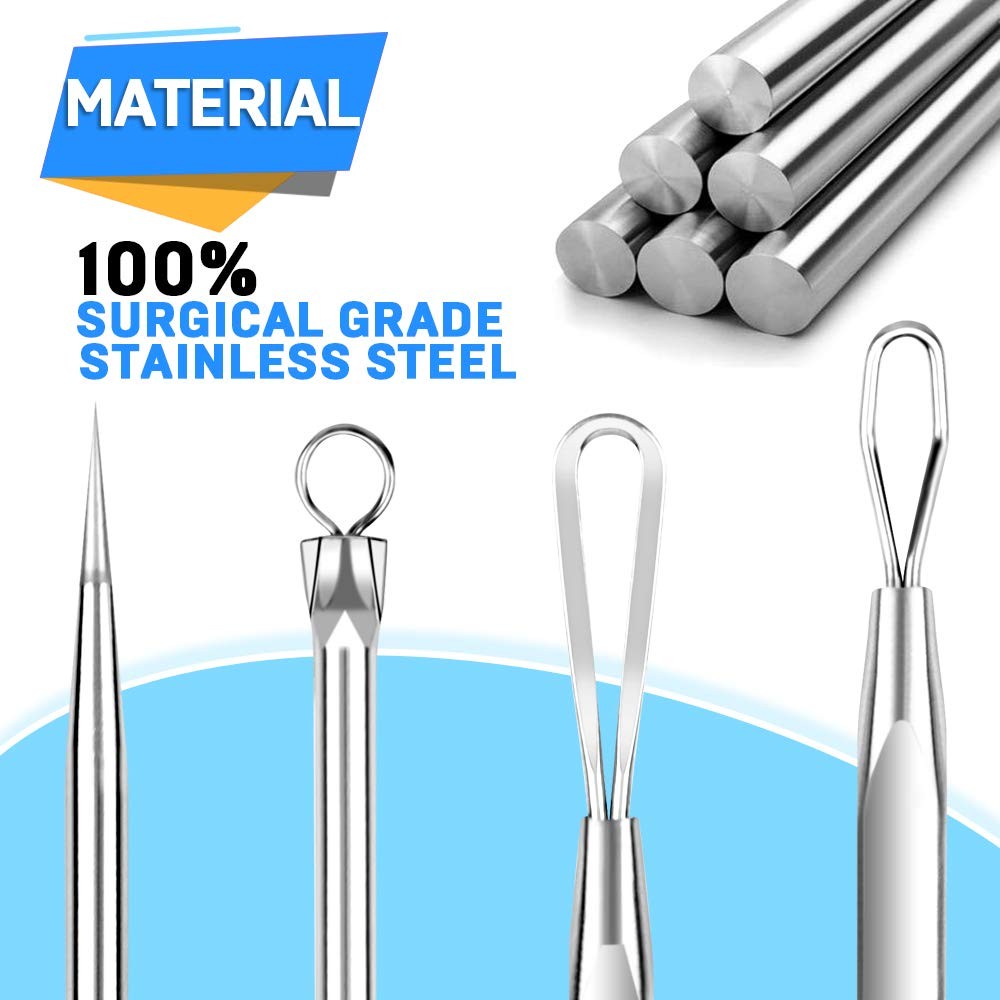 Silver Pimple Extractor Kit - 2 Professional Skin Care Tools for Blackheads & Acne
