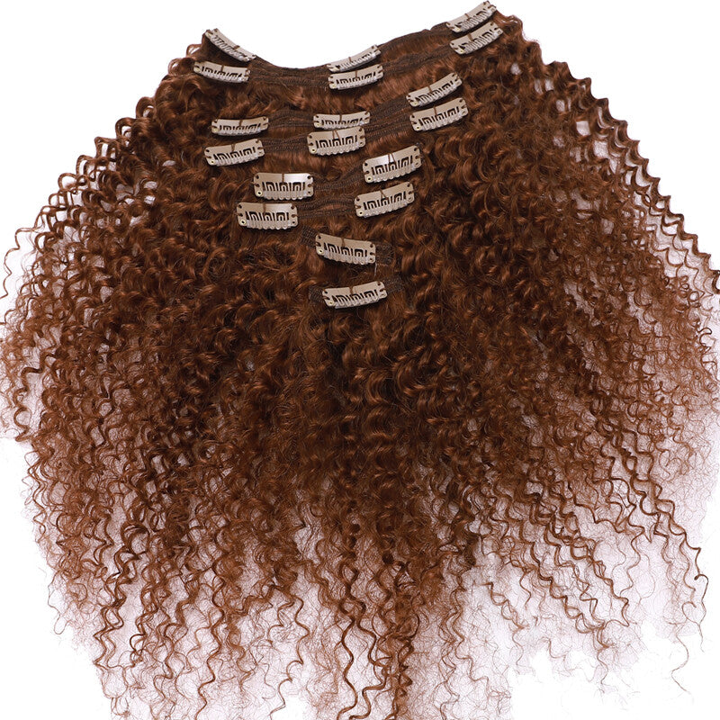 Double Weft Clip-In Afro Kinky Curly Human Hair Extensions Full Head