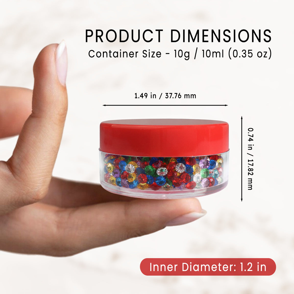 40 Pack 10G Cosmetic Sample Jars with Red Lids - Clear Plastic Reusable Containers