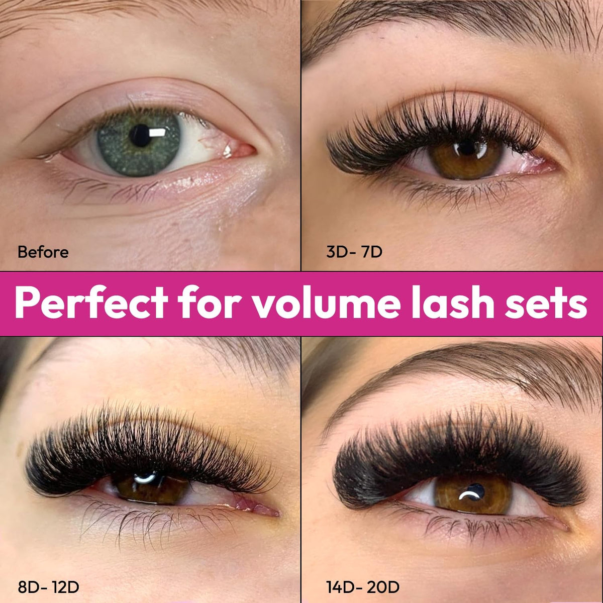 Promade 5D Lash Fans 0.07 D 13mm Natural Fluffy Eyelash Extensions - Pack of 530