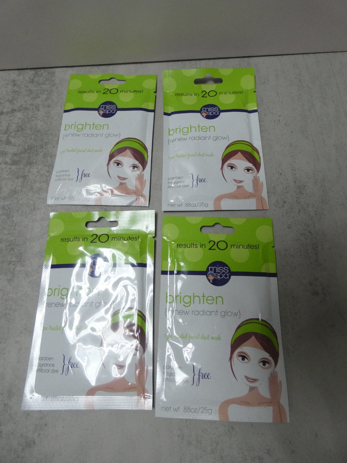 Brighten Renew Face Sheet Masks Set of 4 - 0.88 oz Each