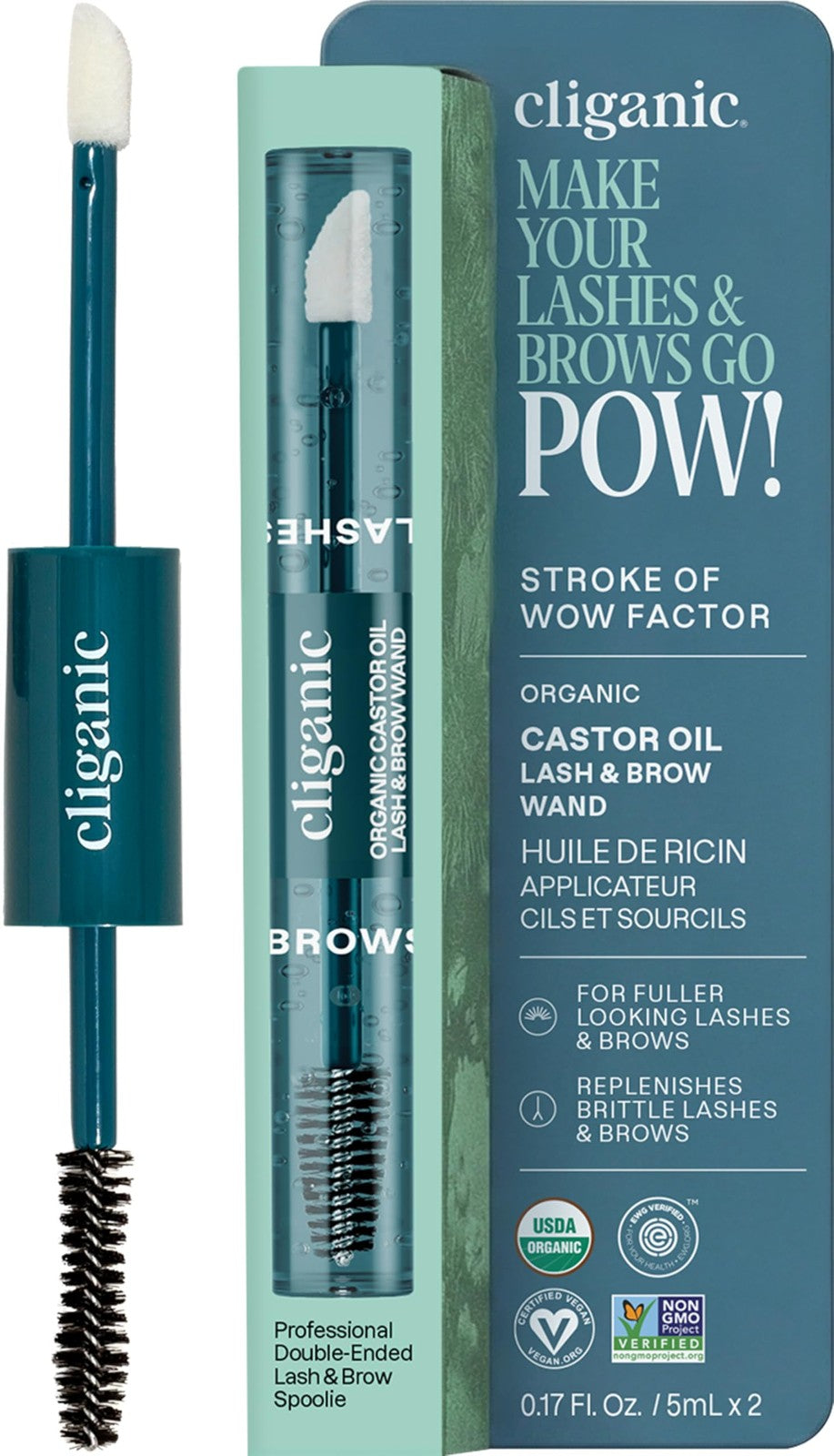 Organic Castor Oil Eyelash & Brow Serum Refillable 0.34oz Clear