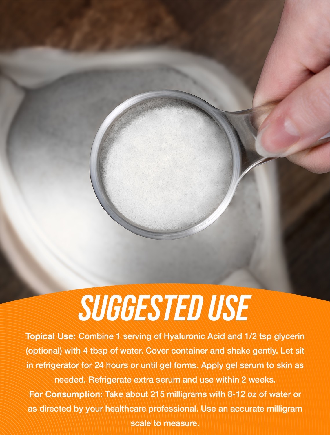 Hyaluronic Acid Powder - 215 mg per Serving - Bulk Supplements