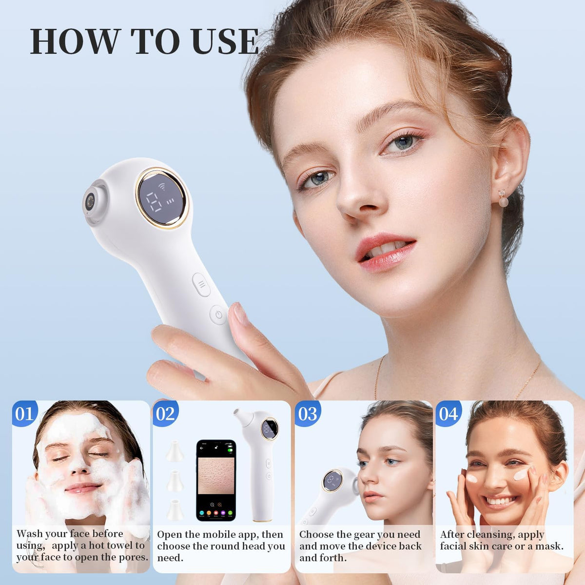 Blackhead Extractor with Camera - Pore Vacuum Remover for Face & Skin Care