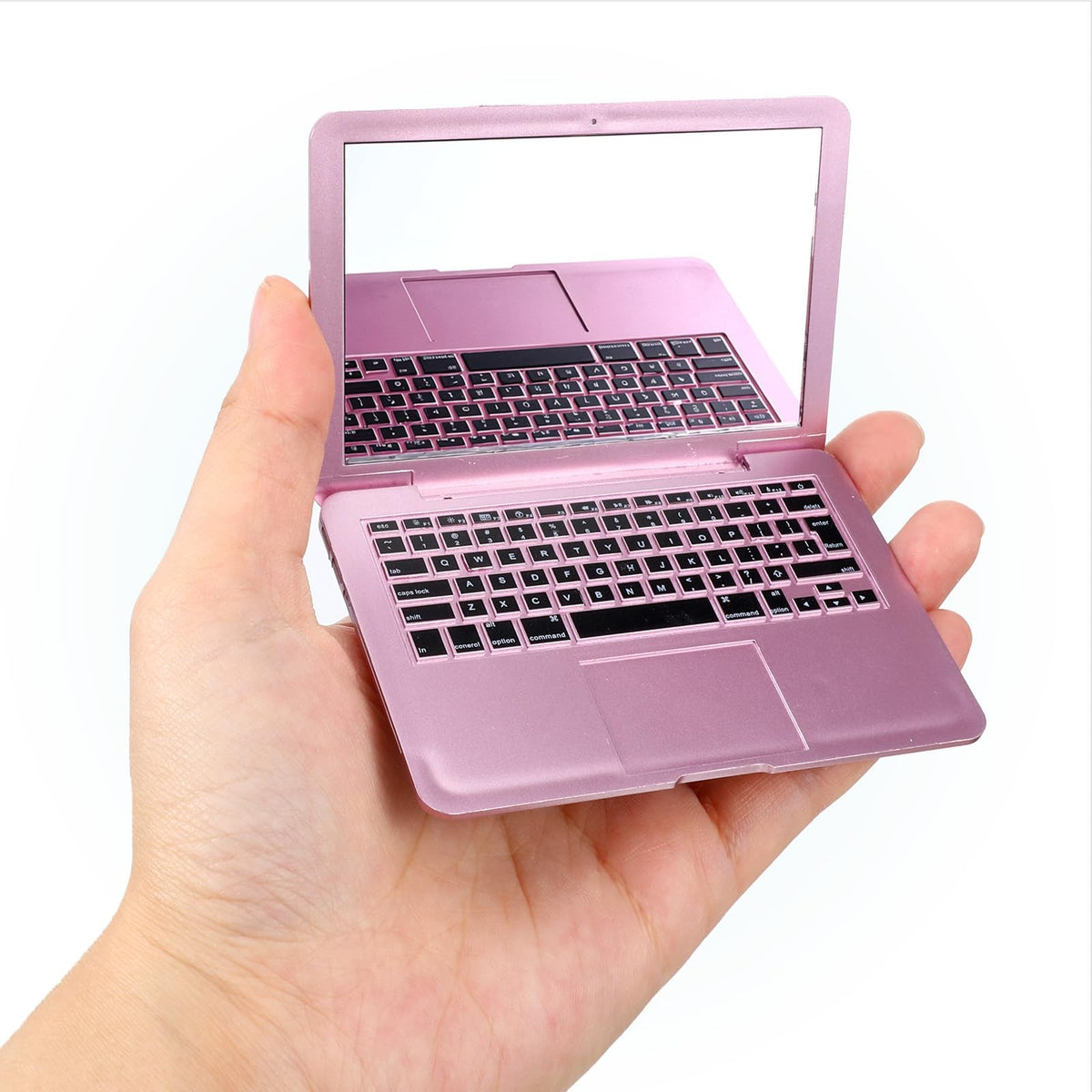 Mini Laptop Mirror Set - 3 Compact Foldable Makeup Mirrors with Keyboard Design