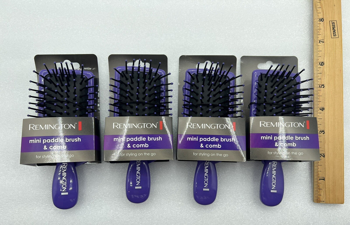 Remington Mini Paddle Hairbrush & Comb Set - Travel Styling Kit (Lot of 4)