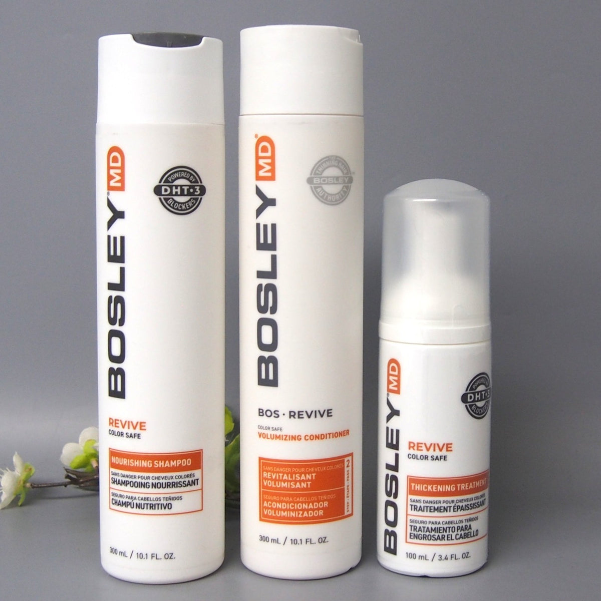 Bosley MD Revive Color Safe Hair Kit - Shampoo, Conditioner & Treatment