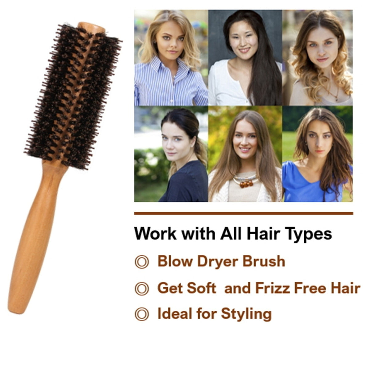 Round Boar Bristle Hair Brush for Blow Drying & Styling - Aveda Style