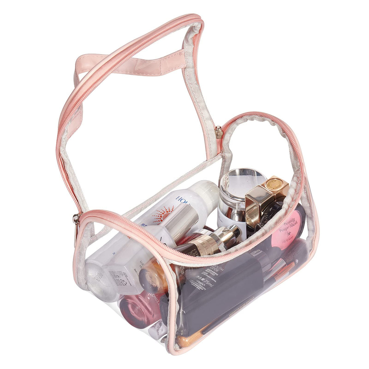 Heavy Duty Clear Cosmetic Bag Waterproof Travel Toiletry Organizer Pink