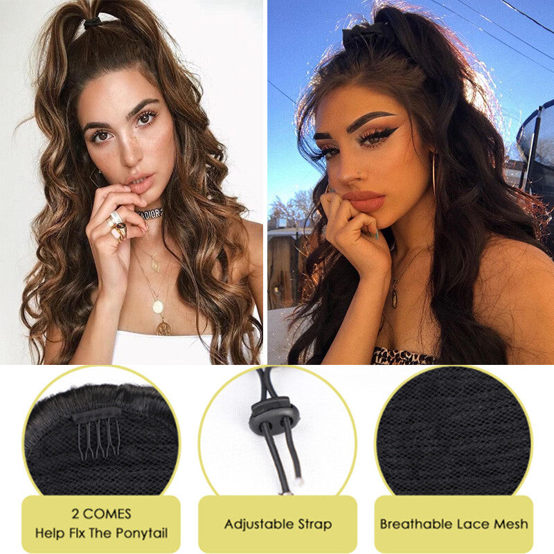 200g Thick Large Drawstring Ponytail Clip-In Hair Extension for Full Head
