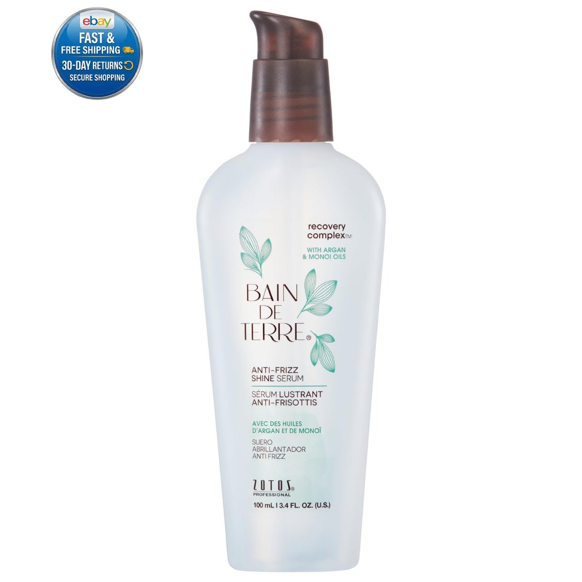 Anti-Frizz Hair Serum with Argan & Monoi Oils - Silky Shine, 3.4 Fl Oz