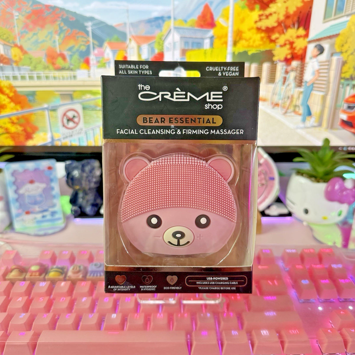 Facial Cleansing & Firming Massager - Pink, USB Rechargeable, Bear-Shaped