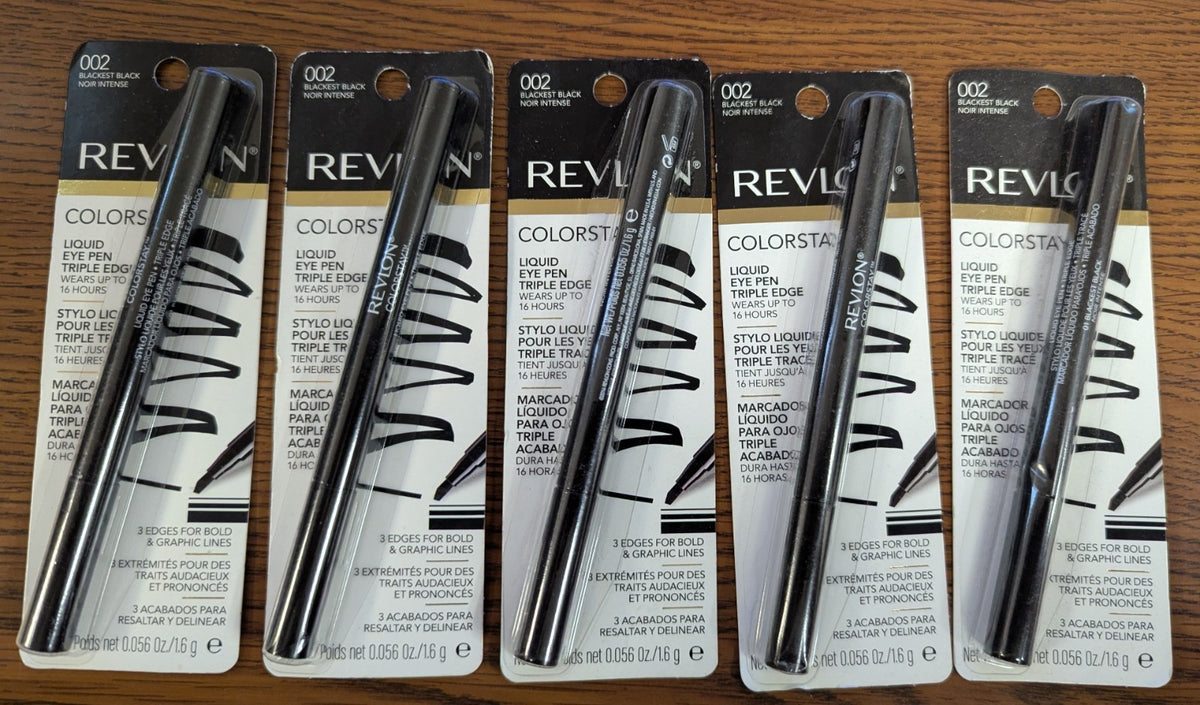 Revlon Colorstay Triple Edge Liquid Eye Pen - Blackest Black 0.056oz - Pack of 5