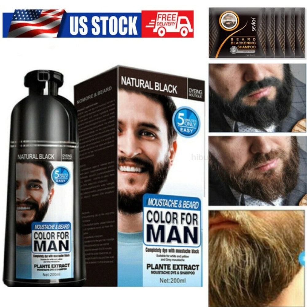 Black Beard Darkening Shampoo - Instant Gray Coverage