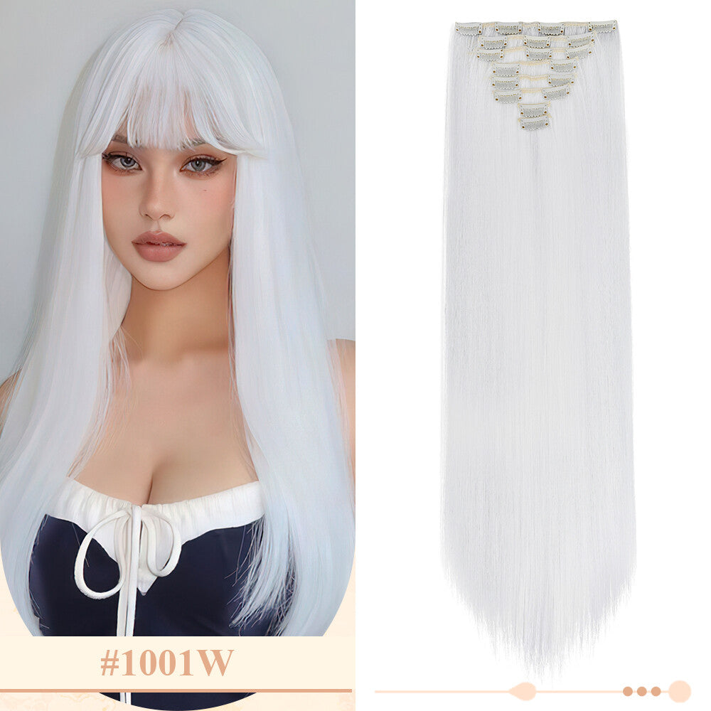 Clip-In Hair Extensions Full Head Ombre Highlight Synthetic Thick Hair 8-24 Inches