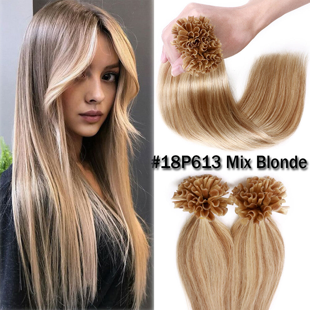 Pre Bonded Keratin Hair Extensions - Human Hair Remy U Tip Thick Strands