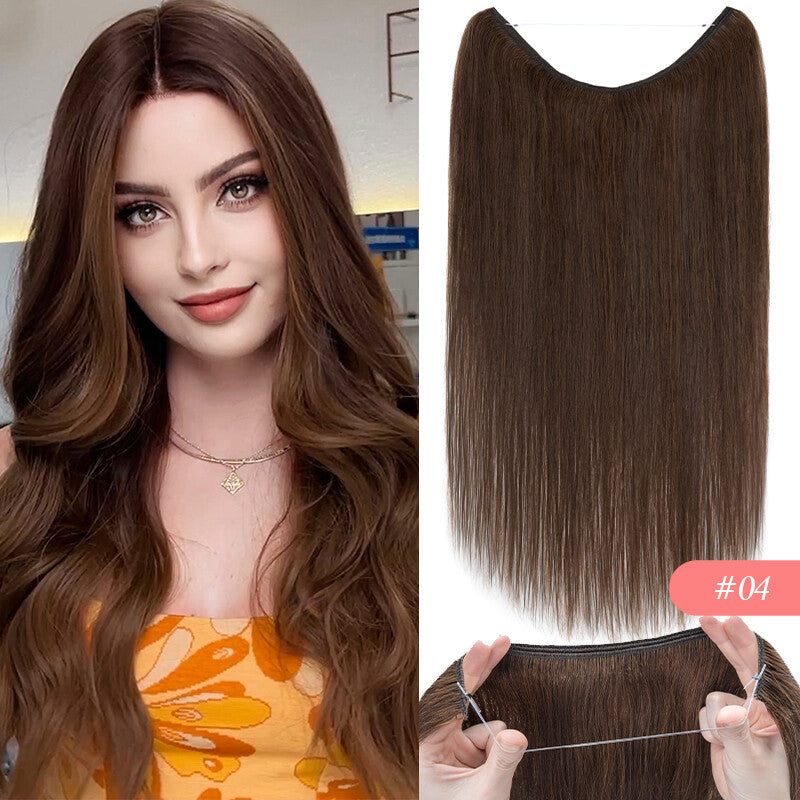 Thick Clip-In Remy Human Hair Extensions Headband Hairpiece & Ring