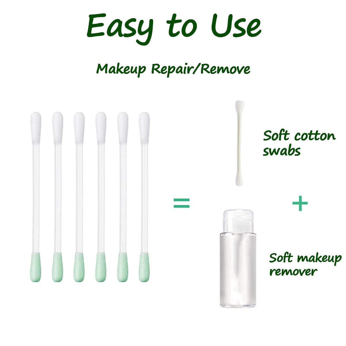 Liquid Filled Cotton Makeup Remover Swabs for Eyes & Lips - 50 Pack