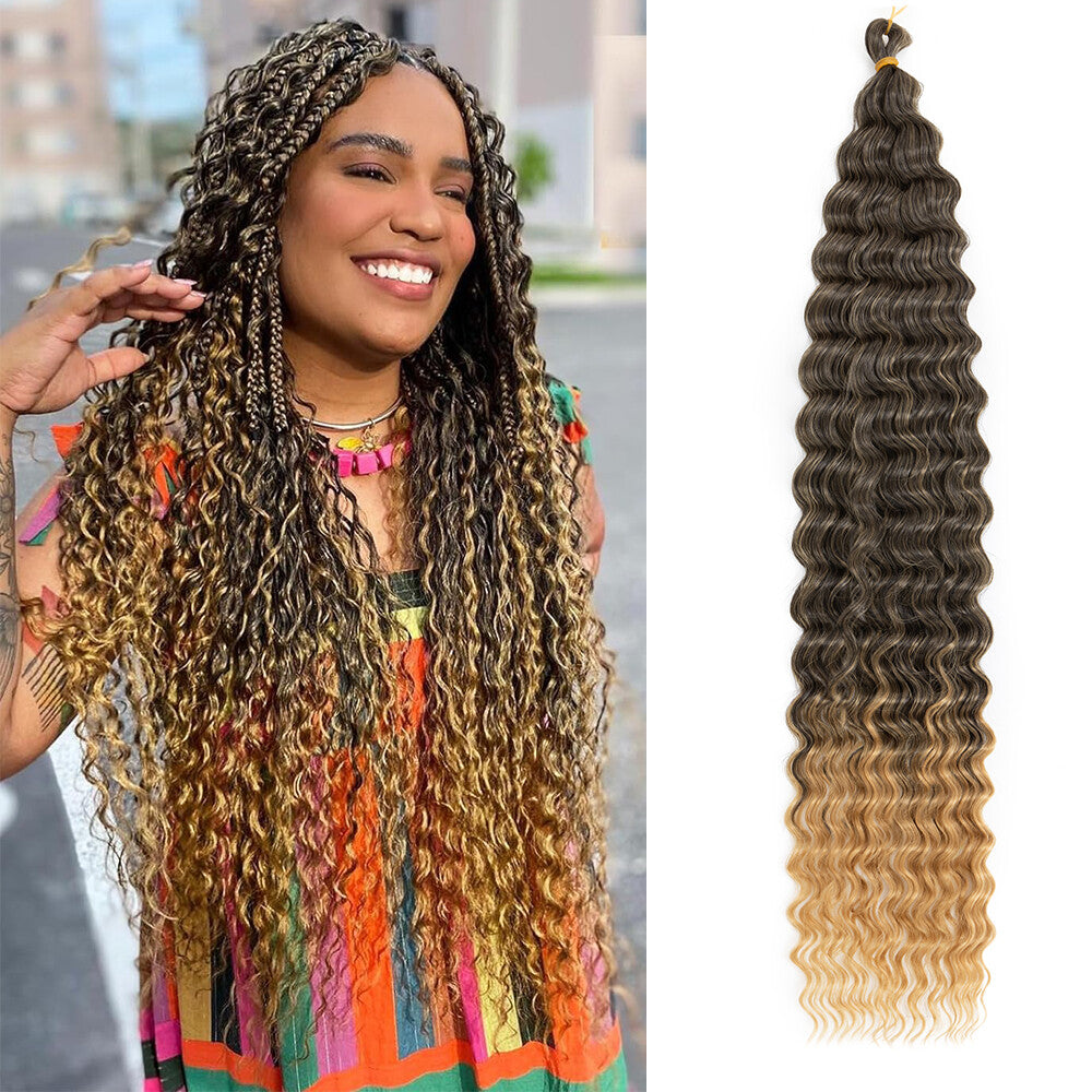 Deep Water Wave Braids Crochet Hair Extensions - Ombre & Curly Lengths