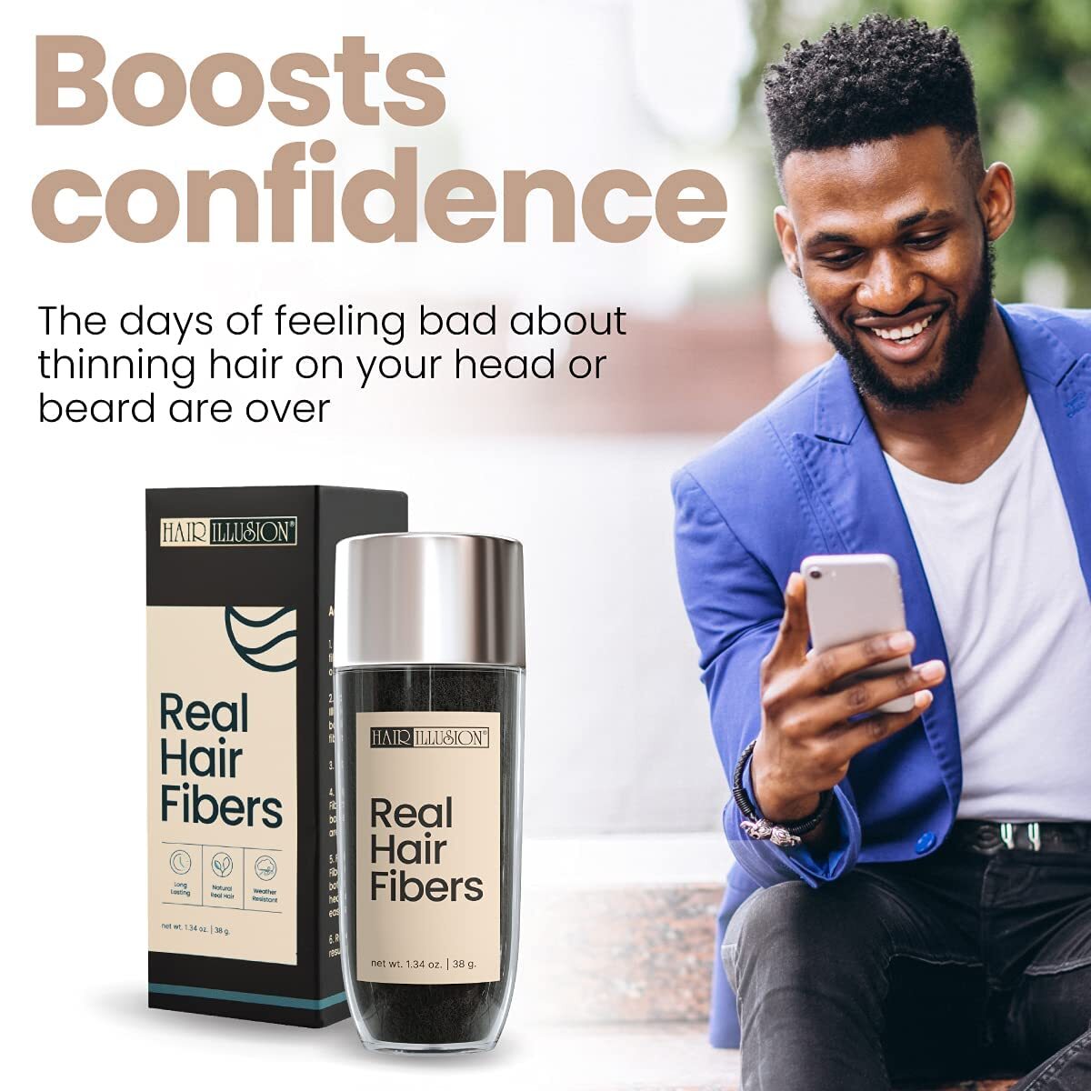 Hair Building Fibers for Thinning Hair & Bald Spots - 38g