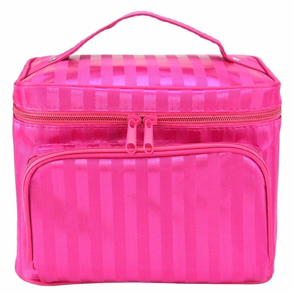 Large Cosmetic Makeup Bag Organizer Travel Kit with Handle and Multiple Pockets