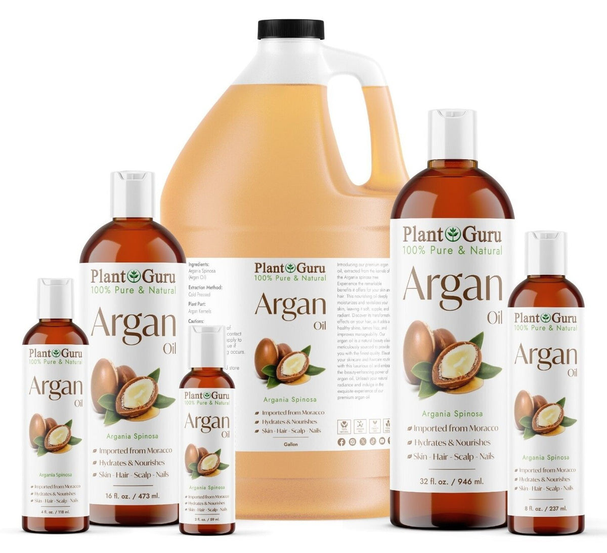 Pure Moroccan Argan Oil for Hair and Skin - Unrefined Cold Pressed Natural Oil