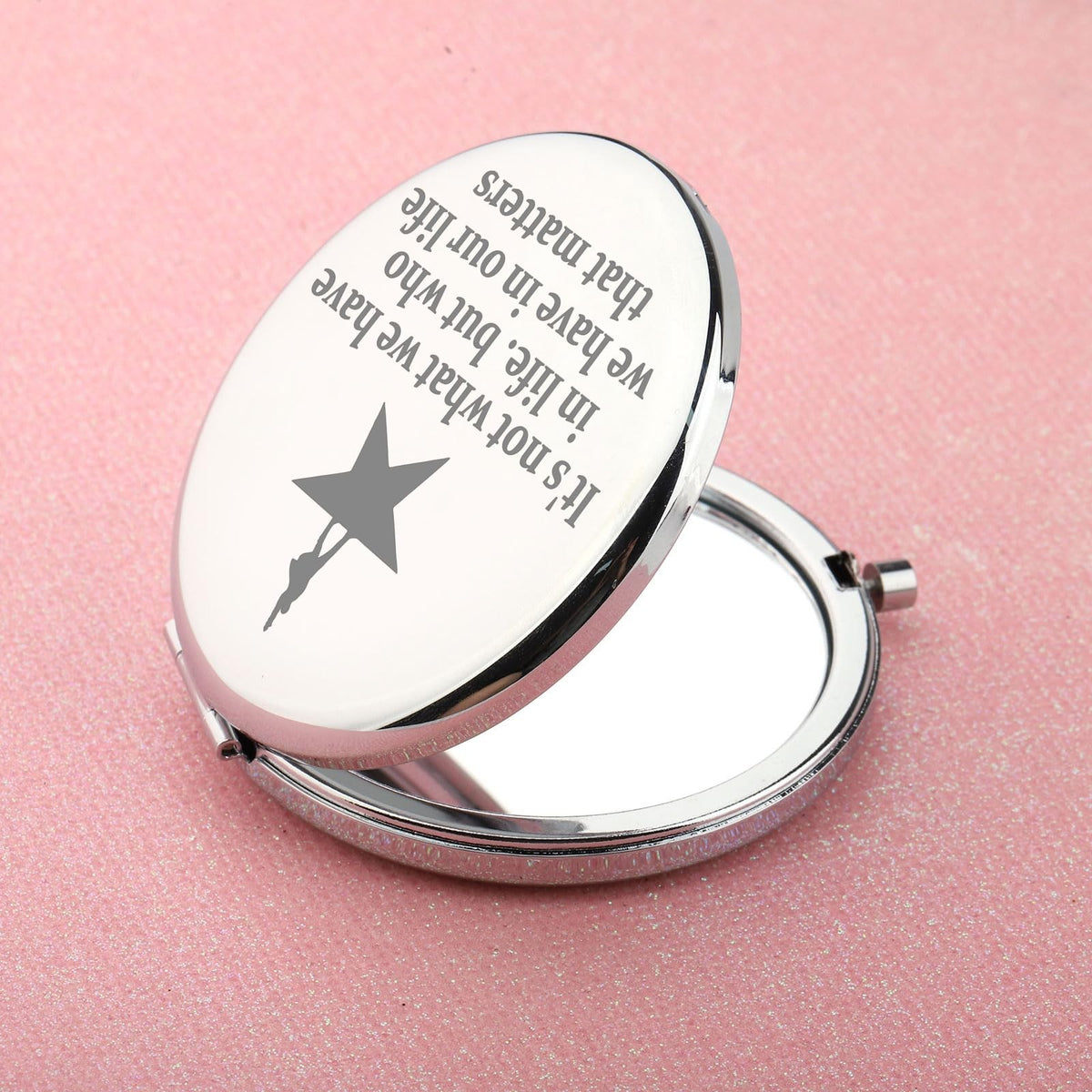 Musical Star Makeup Mirror with Magnification - Stainless Steel Compact Face Reflection