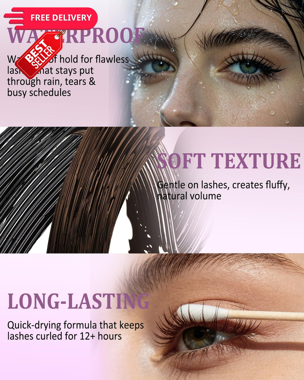 Eyebrow and Eyelash Mascara for Seniors 60+ - Waterproof, Smudge-Proof, Set of 2
