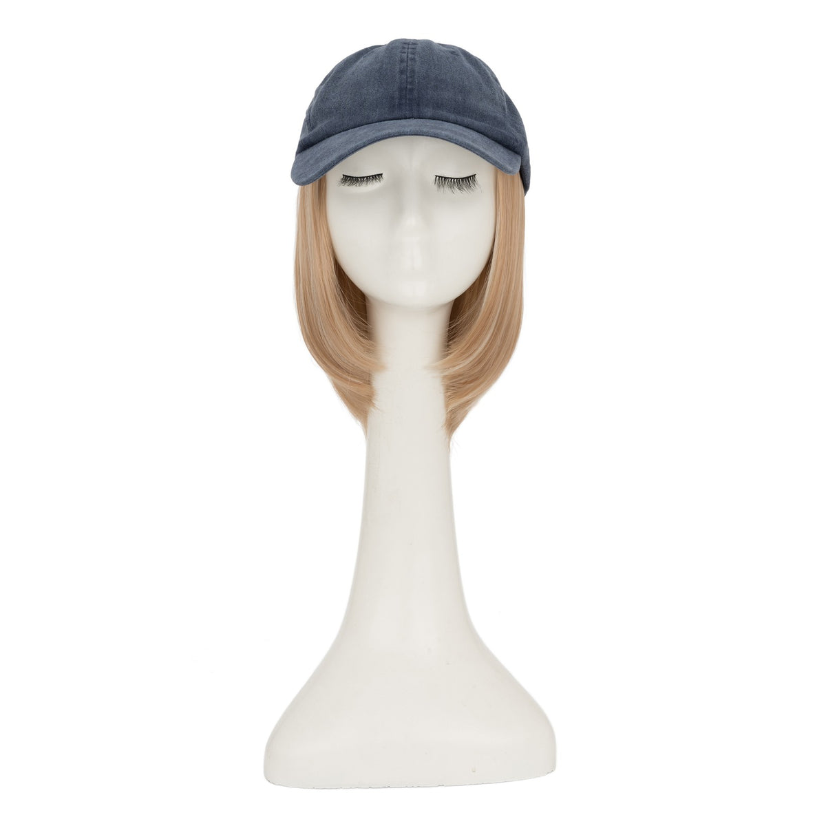 8-Inch Curly Baseball Cap with Synthetic Ponytail Hair Extensions - Natural Look