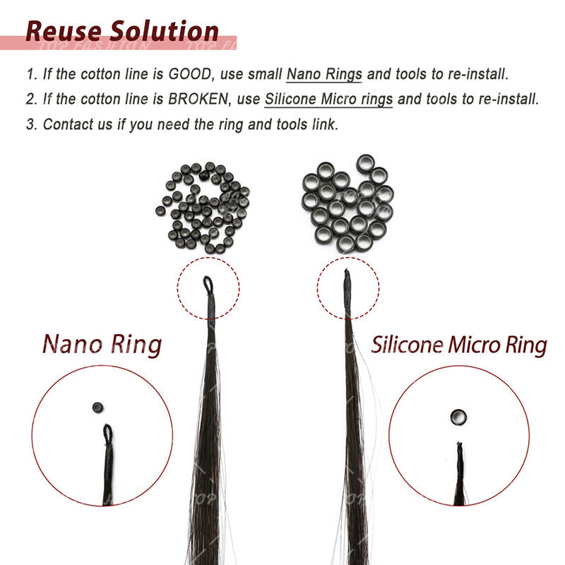 Human Remy Hair Extensions Micro Loop Nano Ring Full Head Salon Use