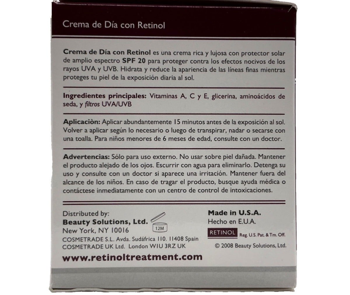 Retinol Day Cream SPF 20 with Vitamins A+C+E - 1.7oz Moisturizer