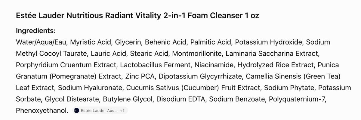 Estée Lauder Nutritious Radiant Vitality 2-in-1 Foam Facial Cleanser 1 oz
