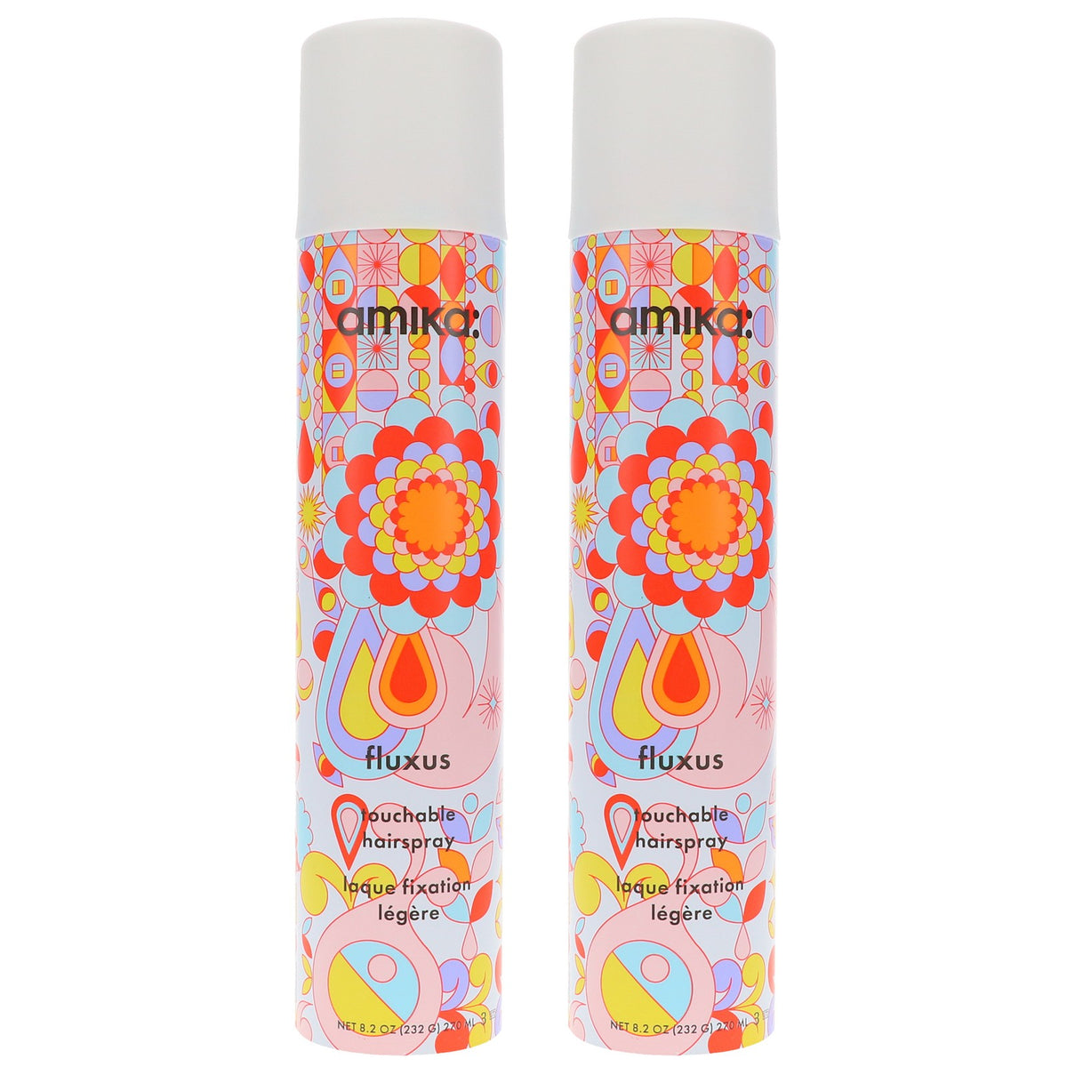 Amika Fluxus Touchable Hairspray 8.2 oz Pack of 2 - Light Hold, Flexible Finish