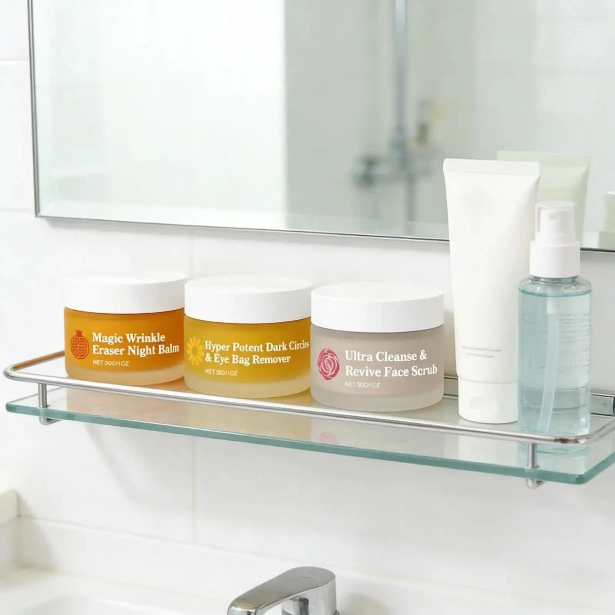 Mature Skin Face Balm Set with Exfoliator & Eye Cream for Women