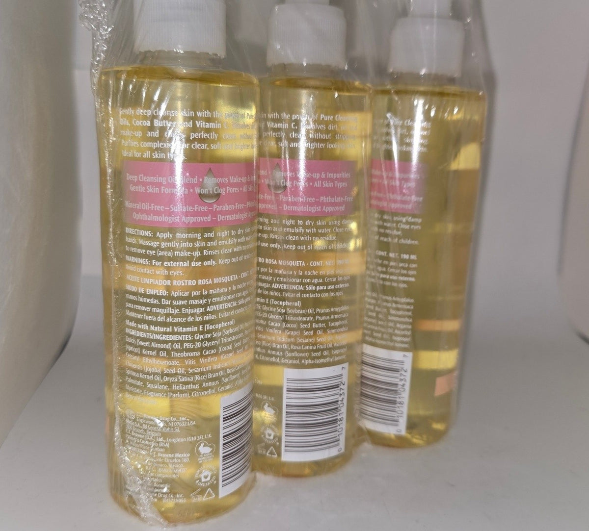 3 Pack Facial Cleansing Oil with Rosehip - Makeup Remover & Skin Brightener