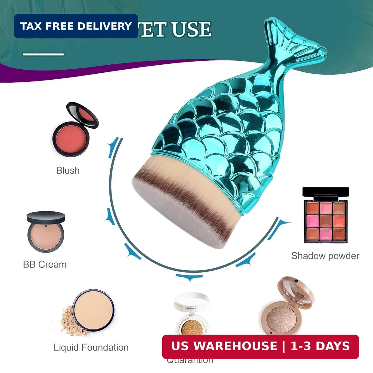Kids Sunscreen Brush - Soft Face Kabuki Applicator with Fish Design